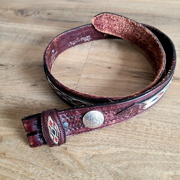 Wrangler handcrafted in Mexico Genuine top grain leather Western belt. - Picture 4 of 10